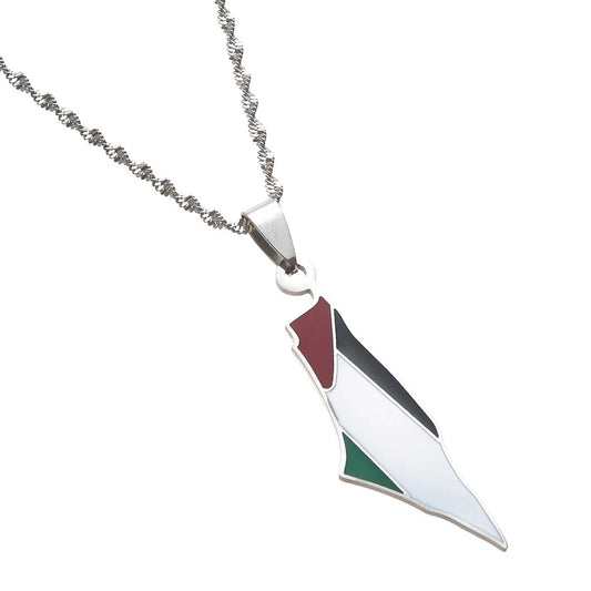 Israel And Palestine Map Pendant Flag Necklace